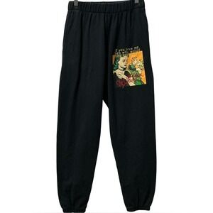 Boys Lie‎ Don't Say It Darling Black Joggers Embroidered Cupid Sweatpants Small